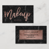 Makeup elegant roos gold typografie zwarte marmer visitekaartje (Voorkant / Achterkant)