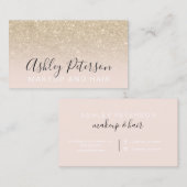 Makeup elegant typografie blauw licht goud glitter visitekaartje (Voorkant / Achterkant)
