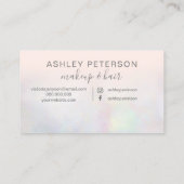 Makeup elegant typografie blauw roze pareel nacre visitekaartje (Achterkant)