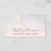 Makeup elegant typografie blauw roze pareel nacre visitekaartje (Voorkant)