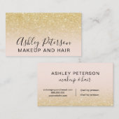 Makeup elegant typografie blush chic gold glitter visitekaartje (Voorkant / Achterkant)