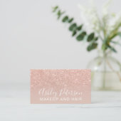 Makeup elegant typografie blush roos goud glitter visitekaartje (Staand voorkant)
