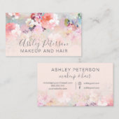 Makeup elegant typografie blush roze florale verf visitekaartje (Voorkant / Achterkant)