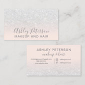 Makeup elegant typografie blush roze witte glitter visitekaartje (Voorkant / Achterkant)