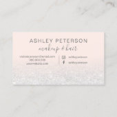 Makeup elegant typografie blush roze witte glitter visitekaartje (Achterkant)