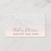 Makeup elegant typografie blush roze witte glitter visitekaartje (Voorkant)
