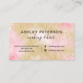 Makeup elegant typografie goud glitter roze visitekaartje (Achterkant)
