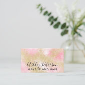 Makeup elegant typografie goud glitter roze visitekaartje (Staand voorkant)
