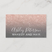 Makeup elegant typografie grijs roos goud glitter visitekaartje (Voorkant)