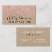 Makeup elegant typografie kraft roos goud glitter visitekaartje (Voorkant / Achterkant)