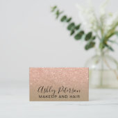 Makeup elegant typografie kraft roos goud glitter visitekaartje (Staand voorkant)