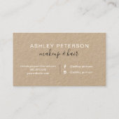 Makeup elegant typografie kraft roos goud glitter visitekaartje (Achterkant)
