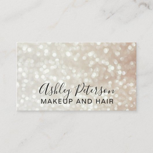 Makeup elegant typografie licht goud roos glitter visitekaartje (Voorkant)