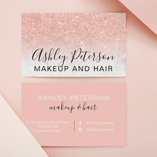 Makeup elegant typografie marmer roos goud glitter visitekaartje