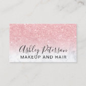 Makeup elegant typografie marmer roze glitter visitekaartje (Voorkant)