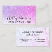 Makeup elegant typografie marmer roze glitter visitekaartje (Voorkant / Achterkant)