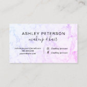 Makeup elegant typografie marmer roze glitter visitekaartje (Achterkant)