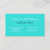 Makeup elegant typografie marmer turquoise glitter visitekaartje (Achterkant)