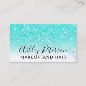 Makeup elegant typografie marmer turquoise glitter visitekaartje (Voorkant)