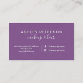 Makeup elegant typografie paarse zilverglitter visitekaartje (Achterkant)