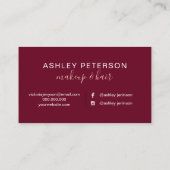 Makeup elegant typografie rode bogundy glitter visitekaartje (Achterkant)