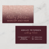 Makeup elegant typografie rode roos goud glitter visitekaartje (Voorkant / Achterkant)