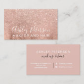 Makeup elegant typografie roos goud glitterfolie visitekaartje (Voorkant / Achterkant)