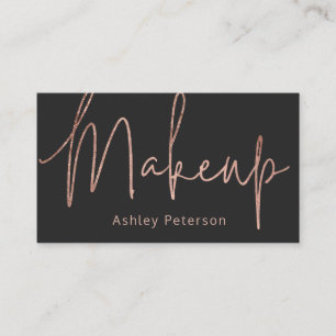 Makeup elegant typografie roos goudgrijs visitekaartje