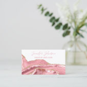 Makeup elegant typografie roos quartz agate visitekaartje (Staand voorkant)
