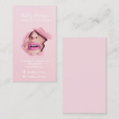 Makeup elegant typografie roze lippen foto visitekaartje (Voorkant / Achterkant)