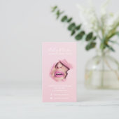 Makeup elegant typografie roze lippen foto visitekaartje (Staand voorkant)