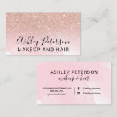 Makeup elegant typografie roze roze roos goud glit visitekaartje (Voorkant / Achterkant)