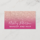 Makeup elegant typografie roze roze roos goud glit visitekaartje (Voorkant)