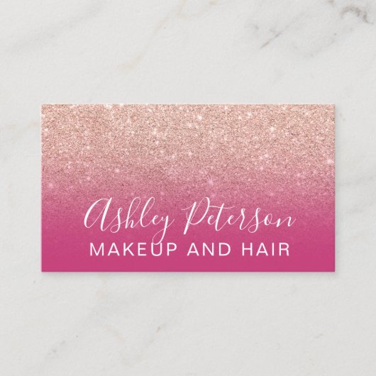 Makeup elegant typografie roze roze roos goud glit visitekaartje (Voorkant)