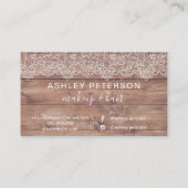 Makeup elegant typografie wit kant bruin hout visitekaartje (Achterkant)