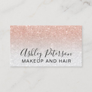 Makeup elegant typografie zilver roos goud glitter visitekaartje