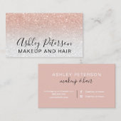 Makeup elegant typografie zilver roos goud glitter visitekaartje (Voorkant / Achterkant)