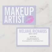 Makeup Elegant Typography Lavender Glitter Lips Visitekaartje (Voorkant / Achterkant)
