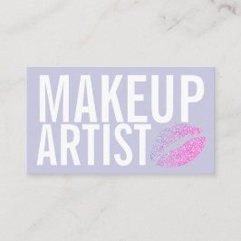 Makeup Elegant Typography Lavender Glitter Lips Visitekaartje