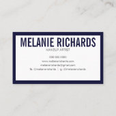 Makeup Elegant Typography Navy Blue Glitter Lips Visitekaartje (Achterkant)