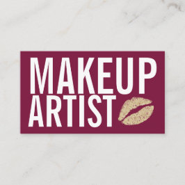 Makeup Elegant Typography Red Glitter Lips Visitekaartje