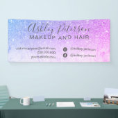 Makeup elegante typografie marmer paarse glitter spandoek (Beurs)