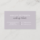 Makeup elegante typografie marmer paarse glitter visitekaartje (Achterkant)