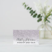 Makeup elegante typografie marmer paarse glitter visitekaartje (Staand voorkant)