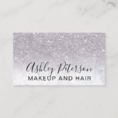Makeup elegante typografie marmer paarse glitter visitekaartje (Voorkant)