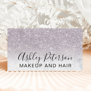 Makeup elegante typografie marmer paarse glitter visitekaartje