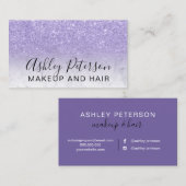 Makeup elegante typografie marmer paarse glitter visitekaartje (Voorkant / Achterkant)