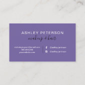 Makeup elegante typografie marmer paarse glitter visitekaartje (Achterkant)