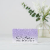 Makeup elegante typografie marmer paarse glitter visitekaartje (Staand voorkant)