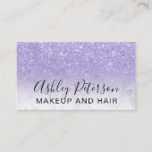 Makeup elegante typografie marmer paarse glitter visitekaartje (Voorkant)